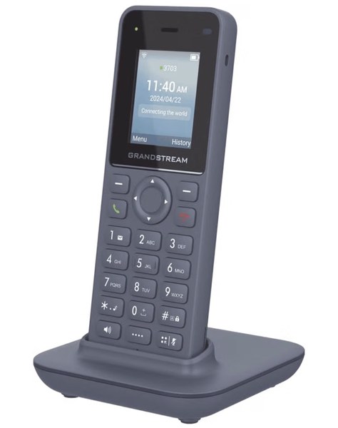 Grandstream WP816 Wi-Fi handset resting in its charging cradle